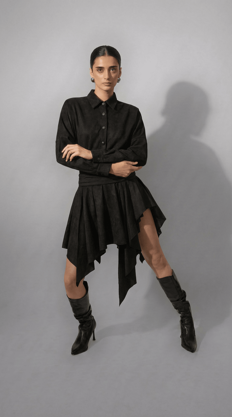 Suede Layered Skirt - CiceroniSkirtPriyanca Khanna