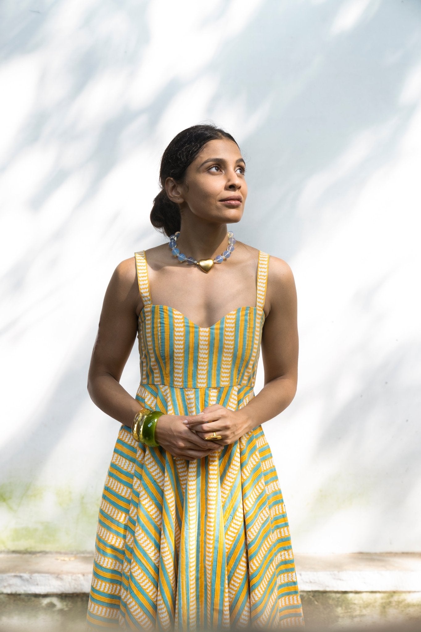 Summee Sundress - Yellow and Blue Stripes - CiceroniDressesShaivyaa