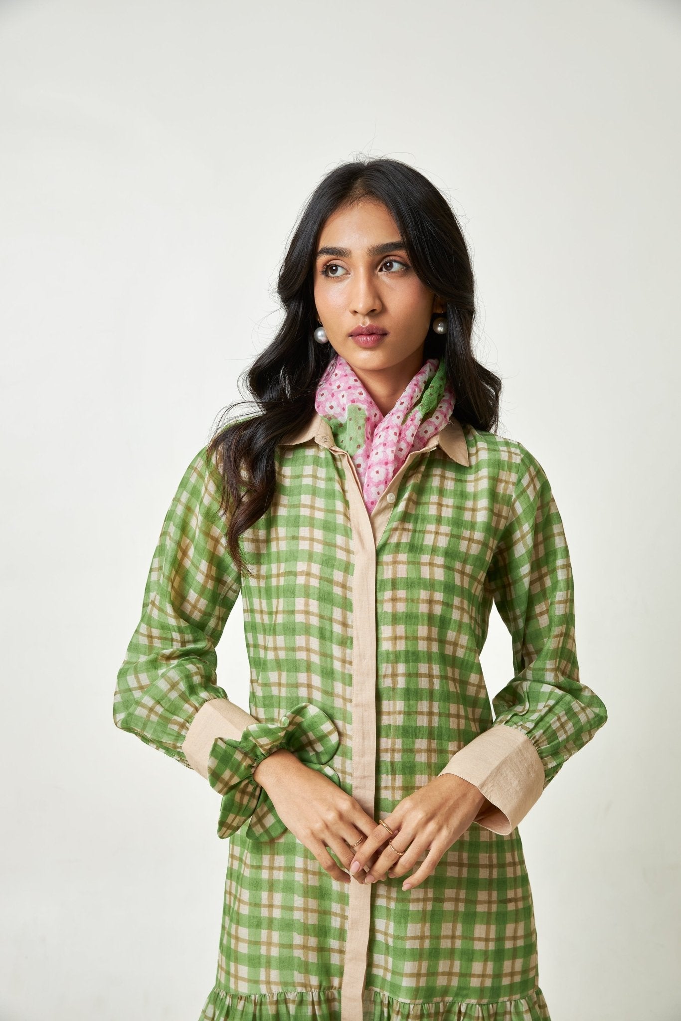 Summer Leaf Block Printed Dress - CiceroniDressPants and Pajamas