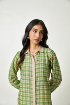 Summer Leaf Block Printed Dress - CiceroniDressPants and Pajamas