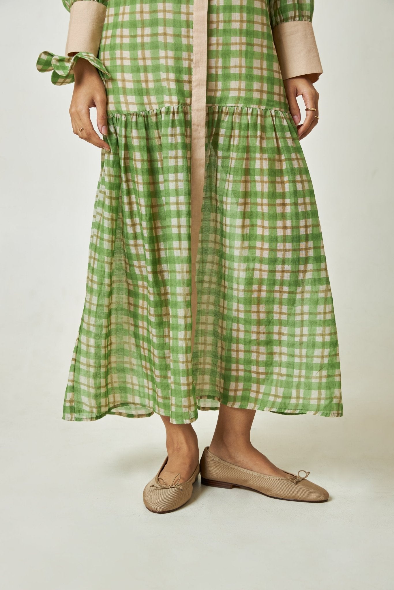Summer Leaf Block Printed Dress - CiceroniDressPants and Pajamas
