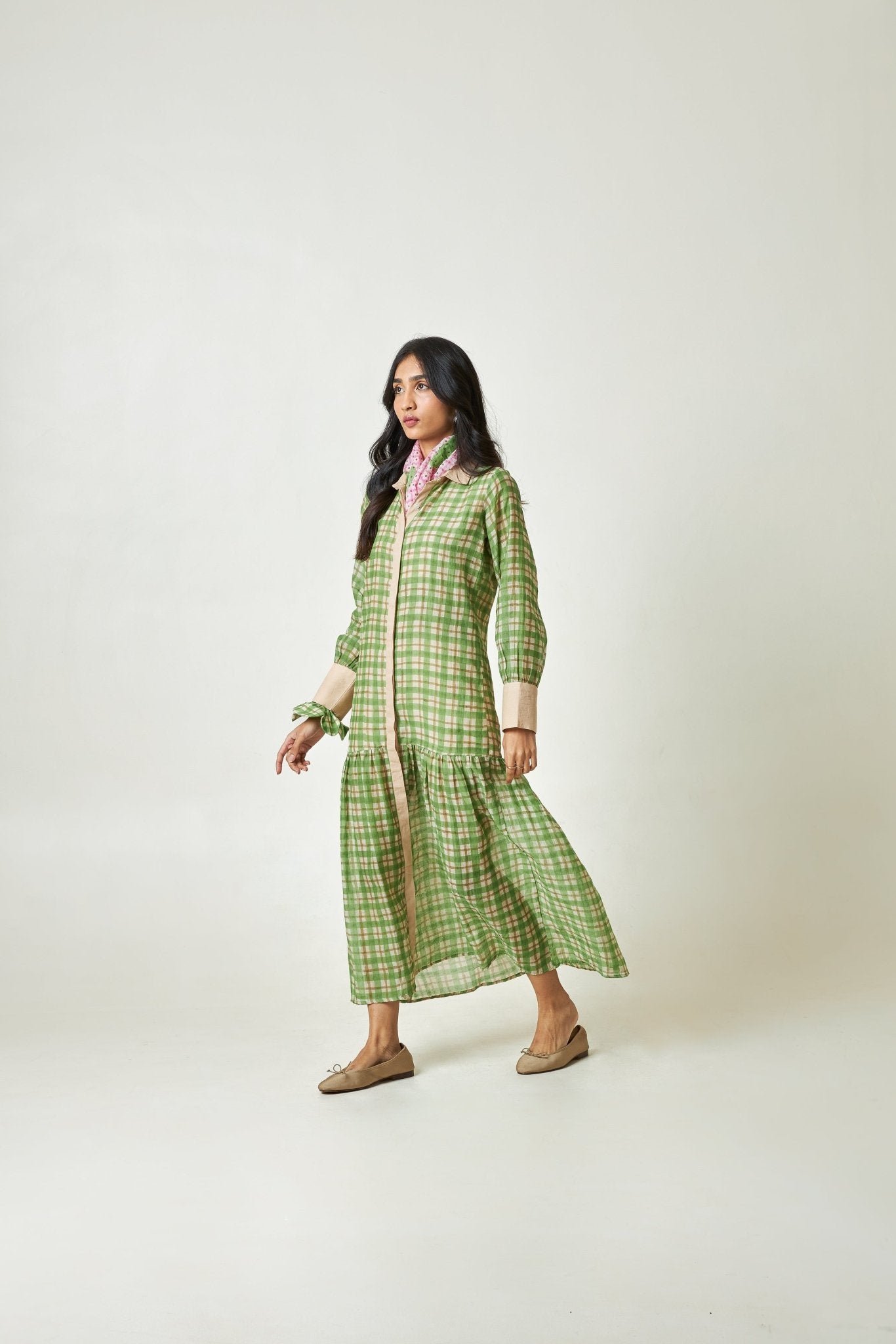 Summer Leaf Block Printed Dress - CiceroniDressPants and Pajamas
