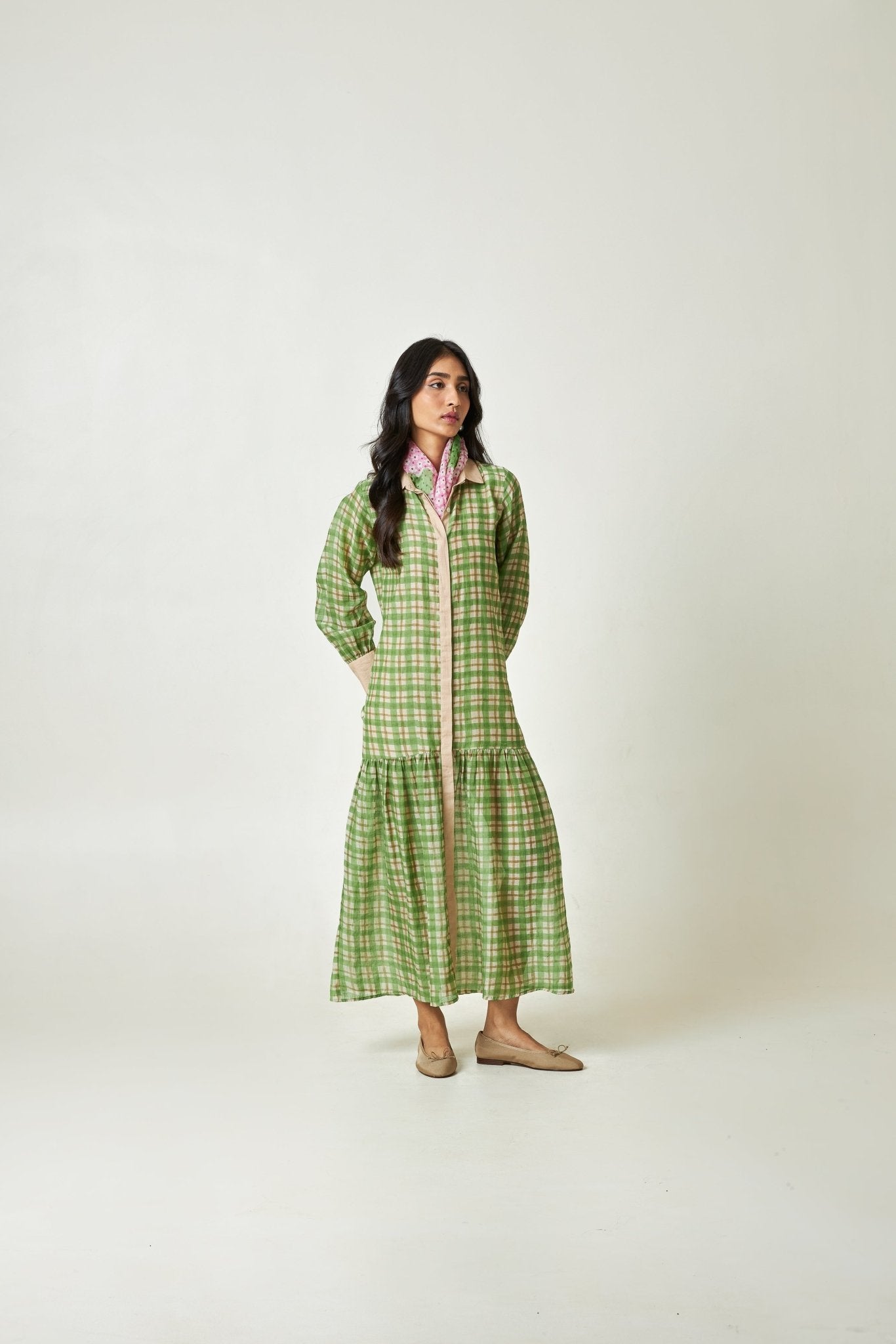 Summer Leaf Block Printed Dress - CiceroniDressPants and Pajamas