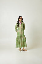 Summer Leaf Block Printed Dress - CiceroniDressPants and Pajamas