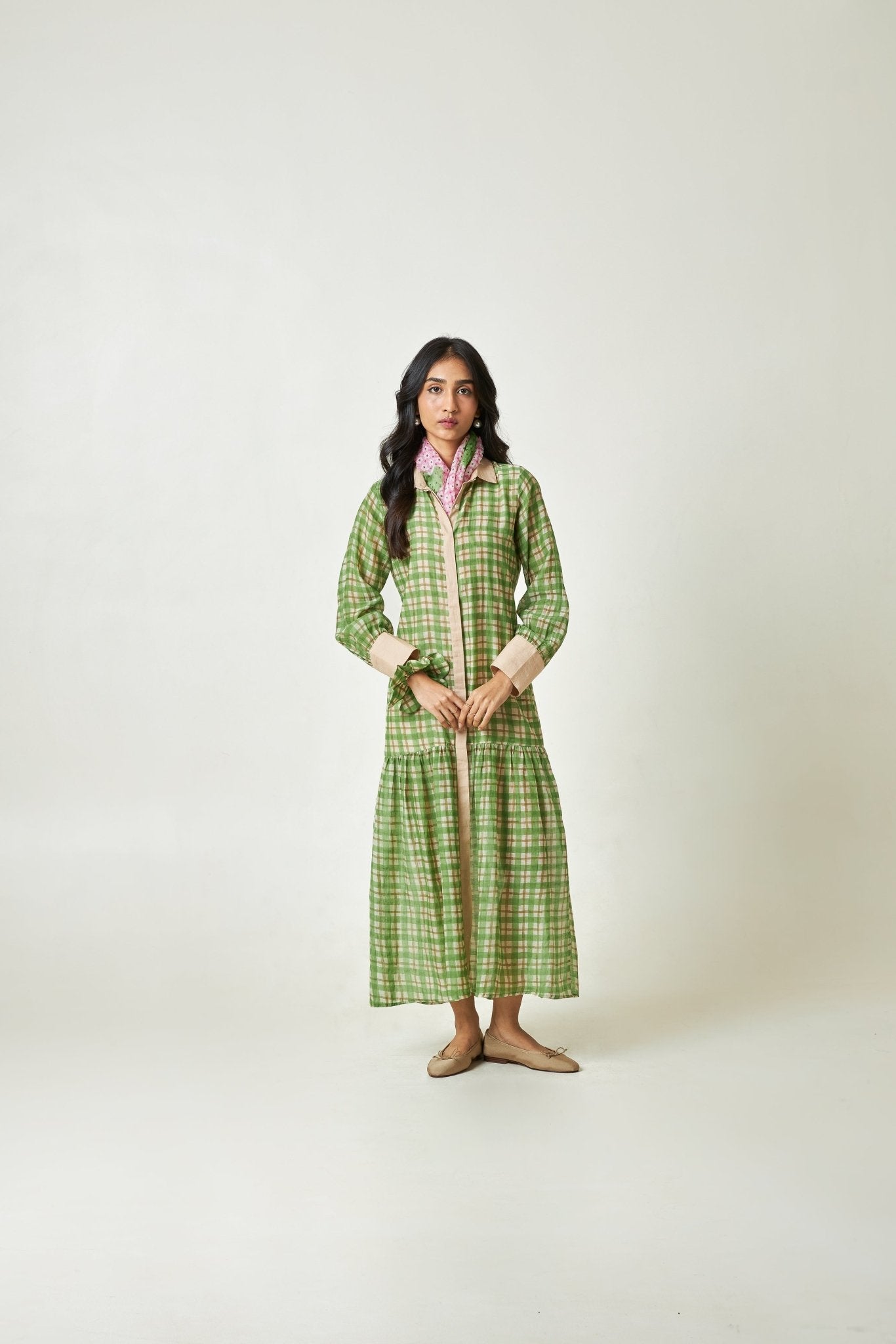 Summer Leaf Block Printed Dress - CiceroniDressPants and Pajamas