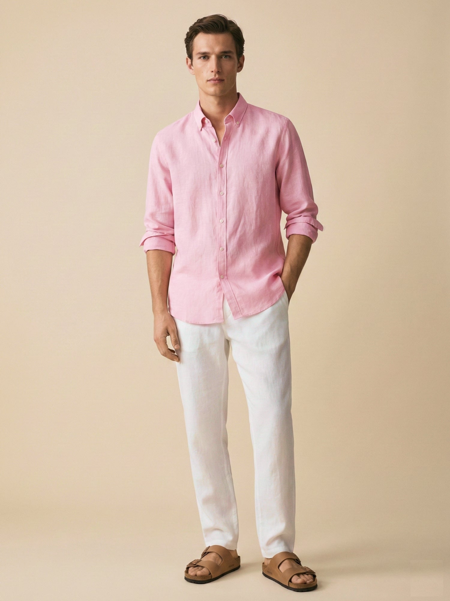 Sunlit Pink 100% Pure Linen Button Down Shirt - CiceroniMen Shirtsbhrāta