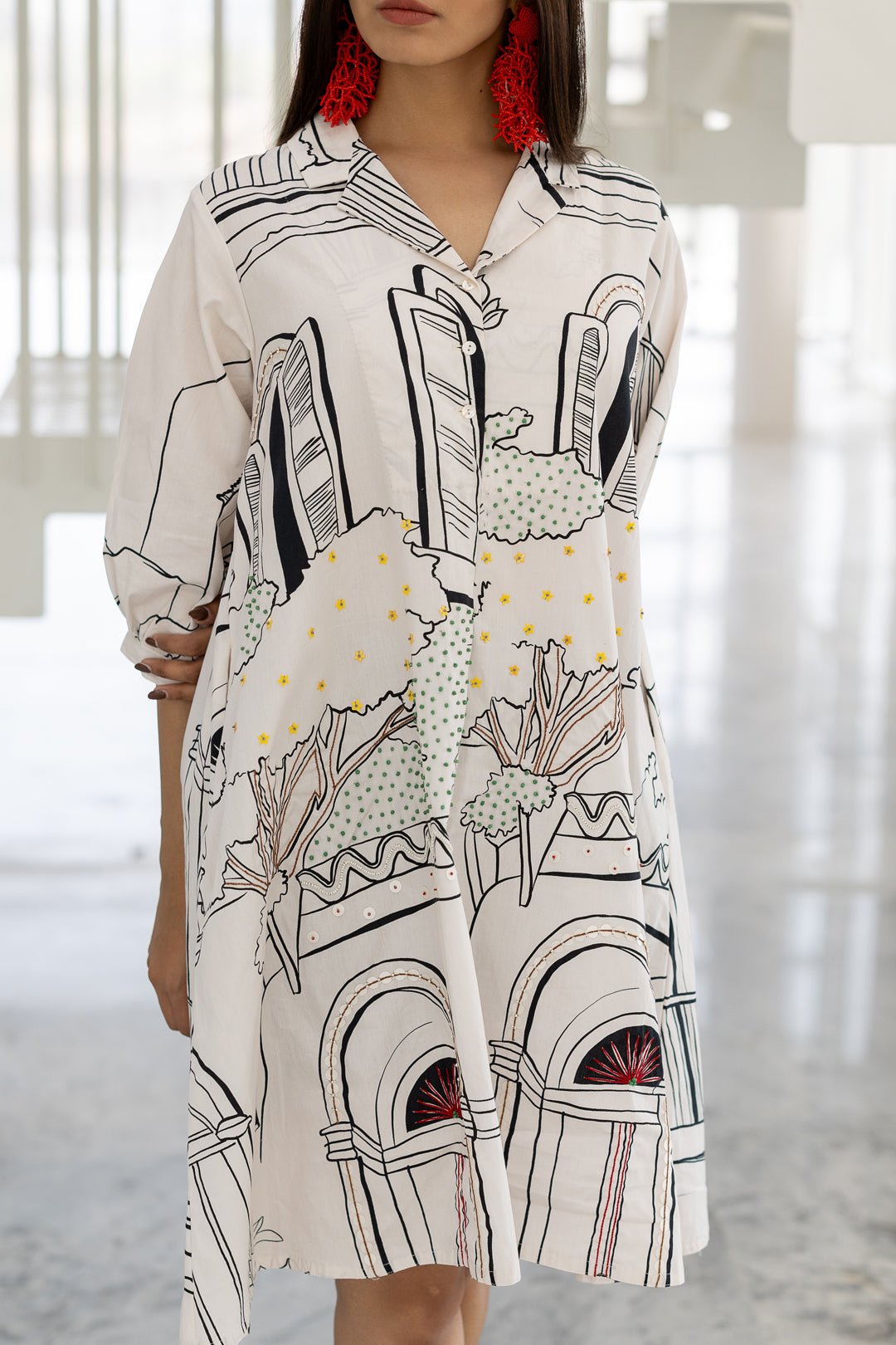 Sunlit Vistas Embroidered Dress - CiceroniDressesSilai Studio