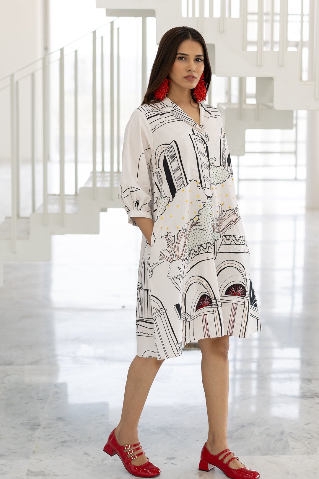 Sunlit Vistas Embroidered Dress - CiceroniDressesSilai Studio