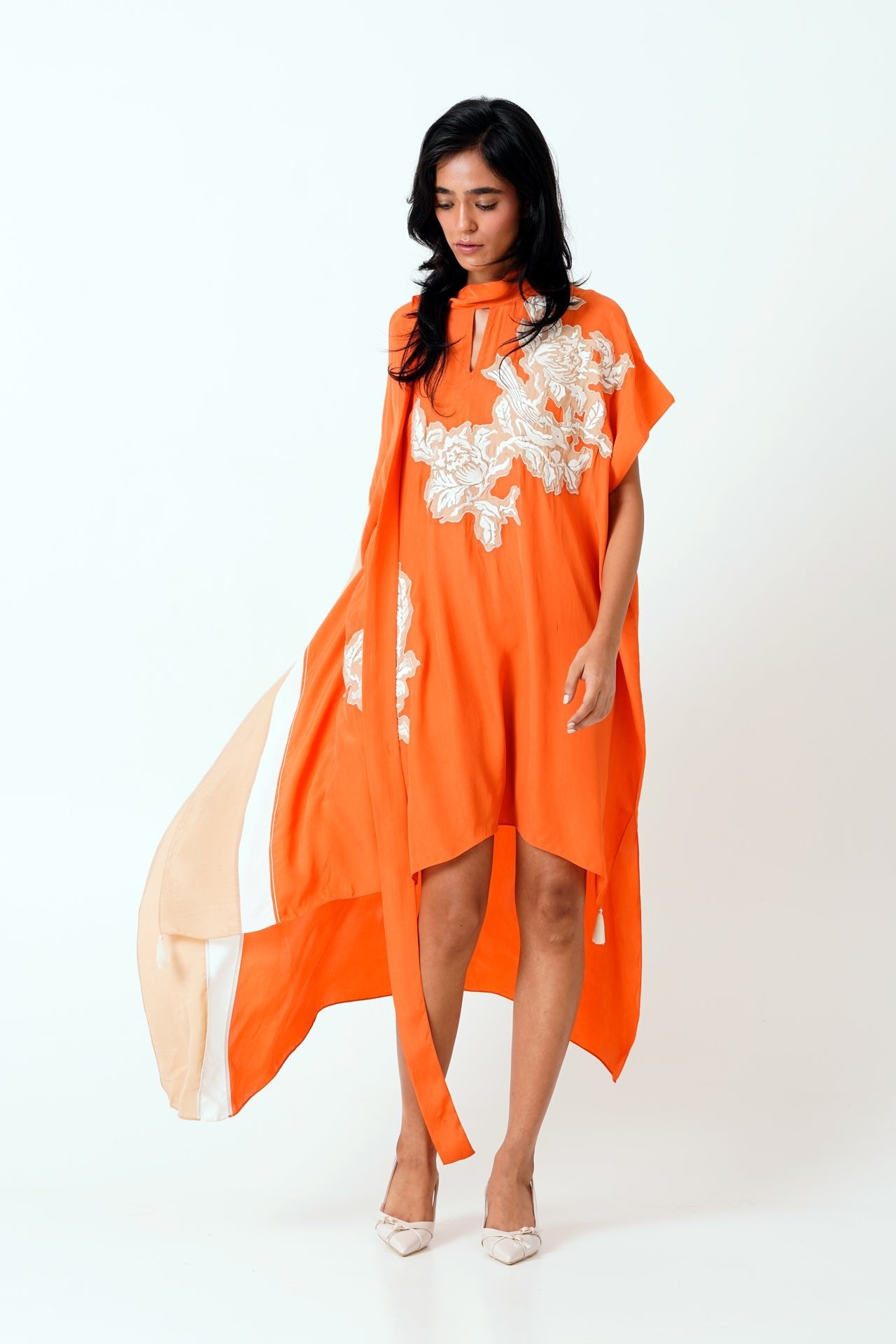 Sunset Orange Nante - Scarf Kaftan Dress - CiceroniDressesMadder Much