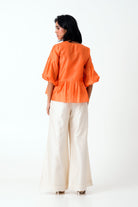 Sunset Orange Toni Set - Multi Knot Peplum Top with Slip + Pants - CiceroniCo - ord SetMadder Much