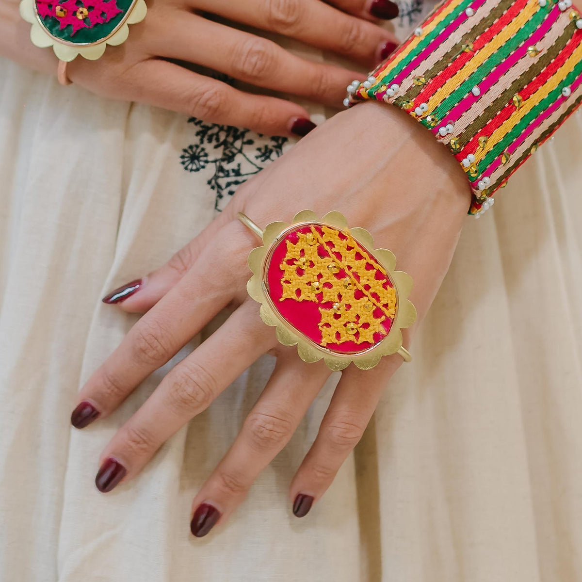 Taal Palm Harness - Yellow & Pink - CiceroniBraceletsBy Nirjari