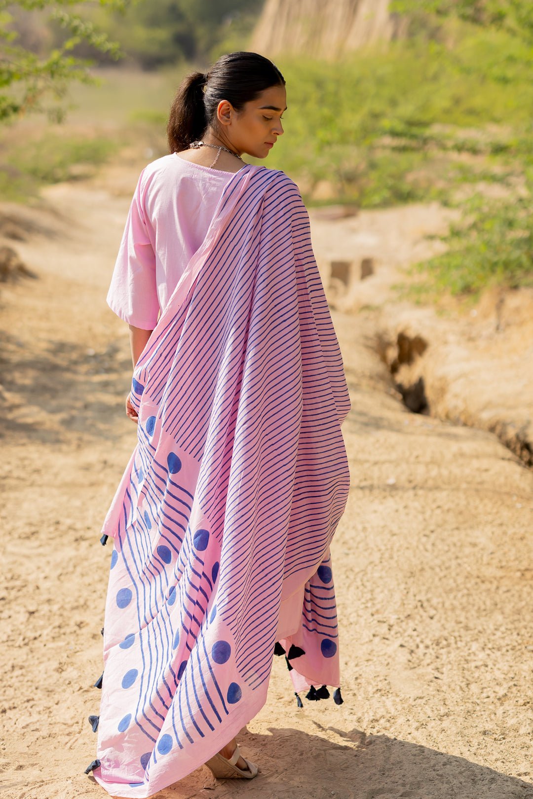 Taffy Pink Kurta Set with Block Printed Dupatta - CiceroniKurta Set, Everyday WearMaidaan