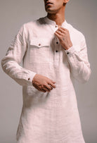 Taj Linen Saif Kurta Set - CiceroniCo - ord SetSaphed