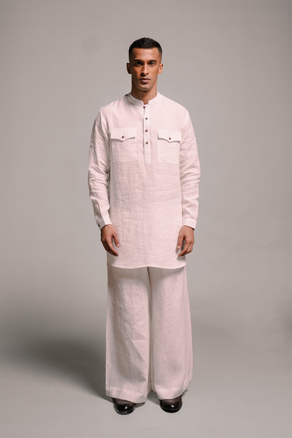 Taj Linen Saif Kurta Set - CiceroniCo - ord SetSaphed