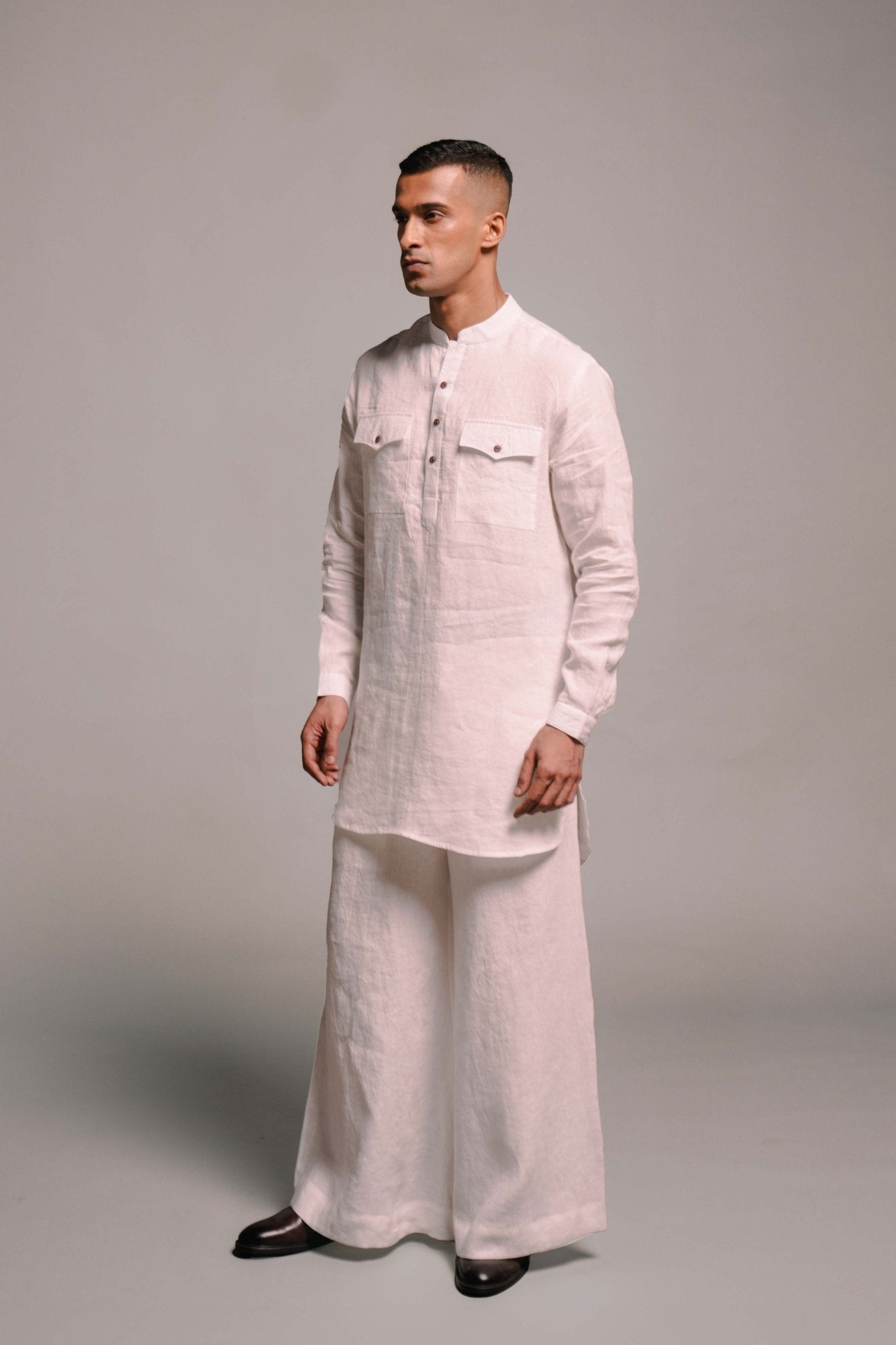 Taj Linen Saif Kurta Set - CiceroniCo - ord SetSaphed