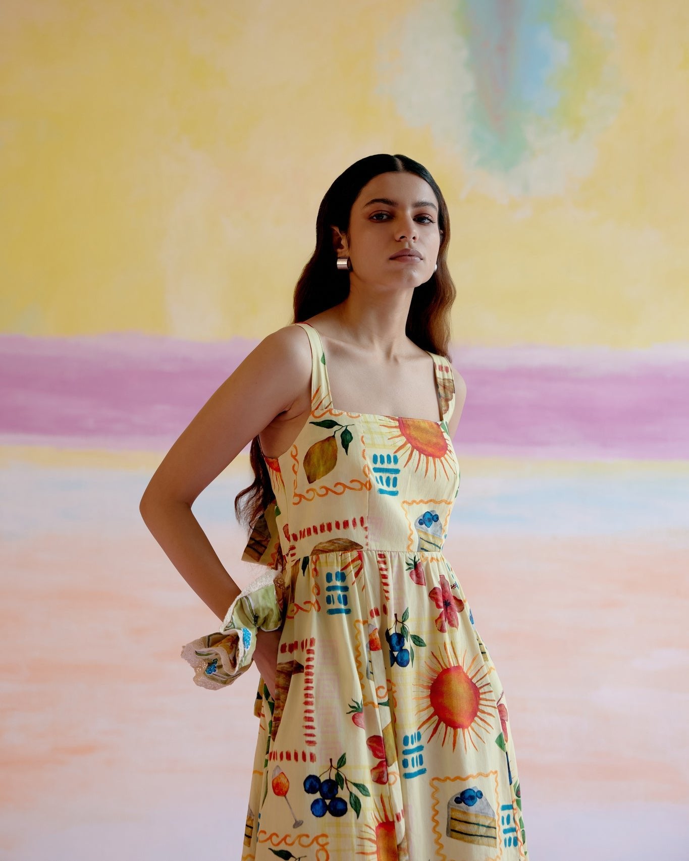 Take It Easy Maxi Dress in Aloha Print Yellow - CiceroniDressesHappi Space