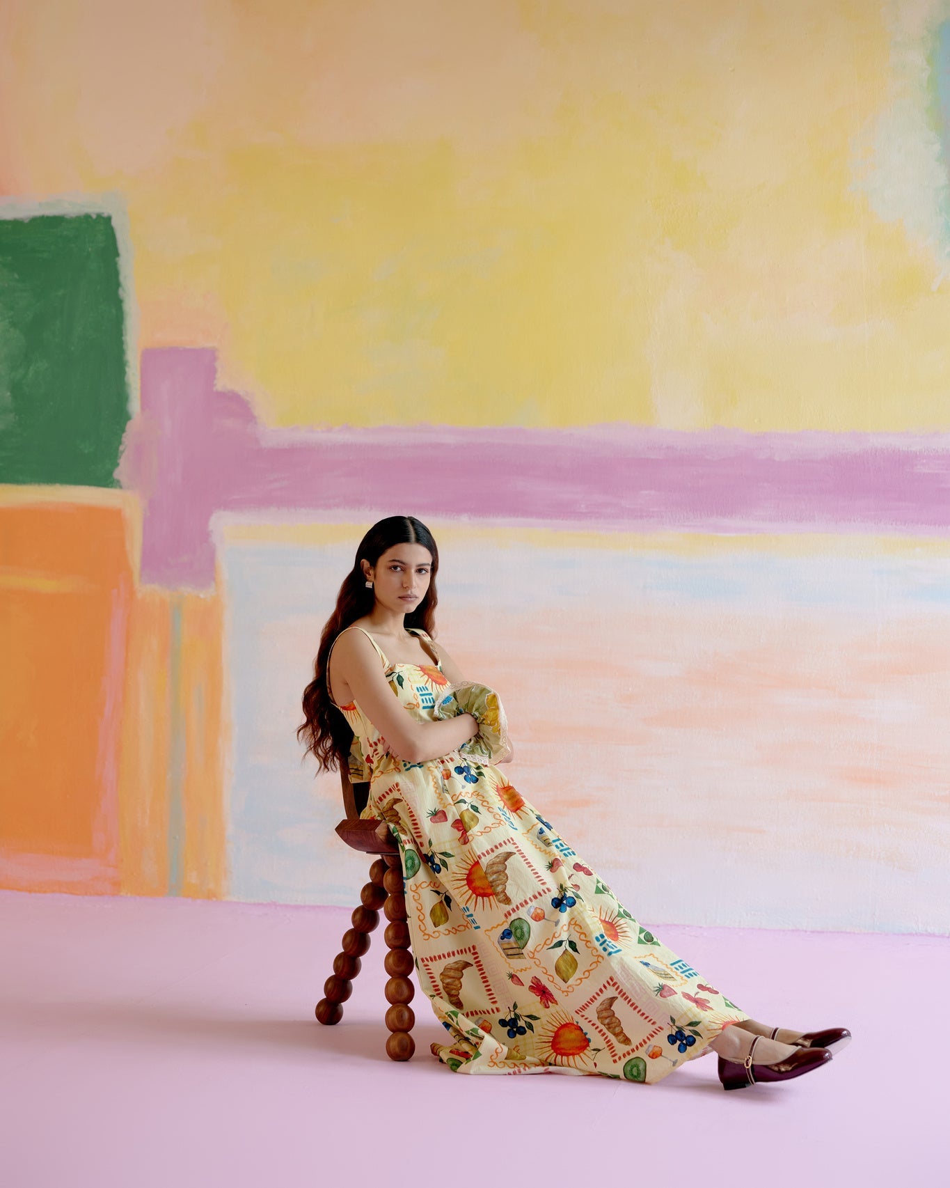 Take It Easy Maxi Dress in Aloha Print Yellow - CiceroniDressesHappi Space