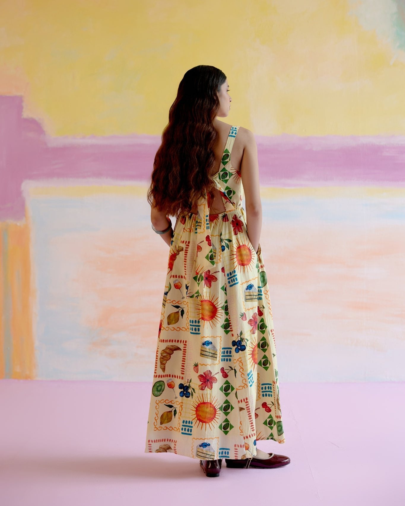 Take It Easy Maxi Dress in Aloha Print Yellow - CiceroniDressesHappi Space