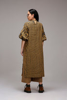 Tan-Brown Blue Striped Big Joker Tunic - CiceroniKurta, Everyday WearMATI