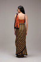Tan-Brown Corset & Dual Striped Saree Set (2 PCS) - CiceroniSaree SetMATI