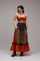 Tan-Brown Corset & Dual Striped Skirt Set (2 PCS) - CiceroniSkirt SetMATI