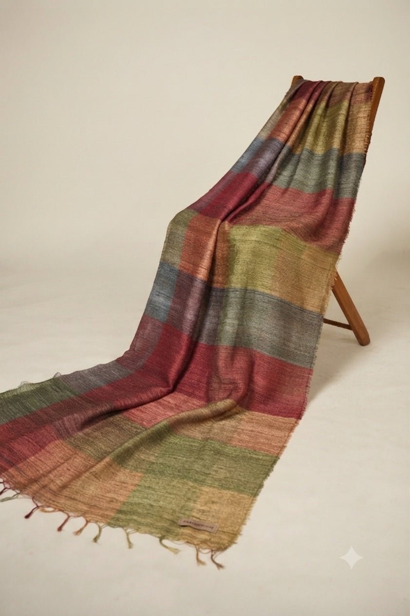 Terracotta Madras Checks Peace Silk Scarf for Men - CiceroniScarfAeshaane