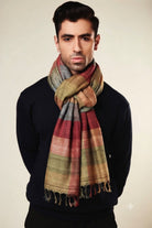 Terracotta Madras Checks Peace Silk Scarf for Men - CiceroniScarfAeshaane