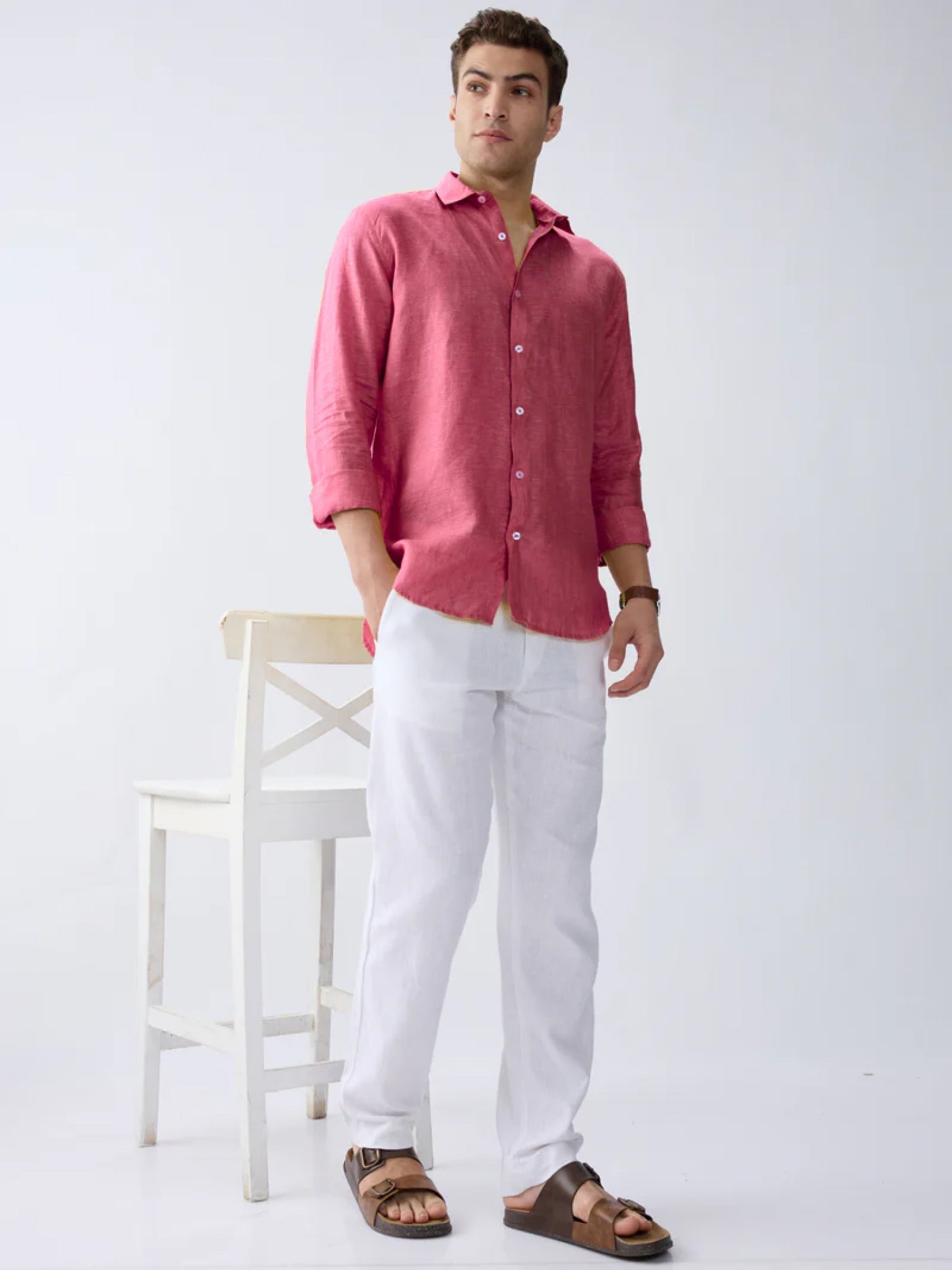 Terracotta Red 100% Pure Linen Shirt - CiceroniMen Shirtsbhrāta