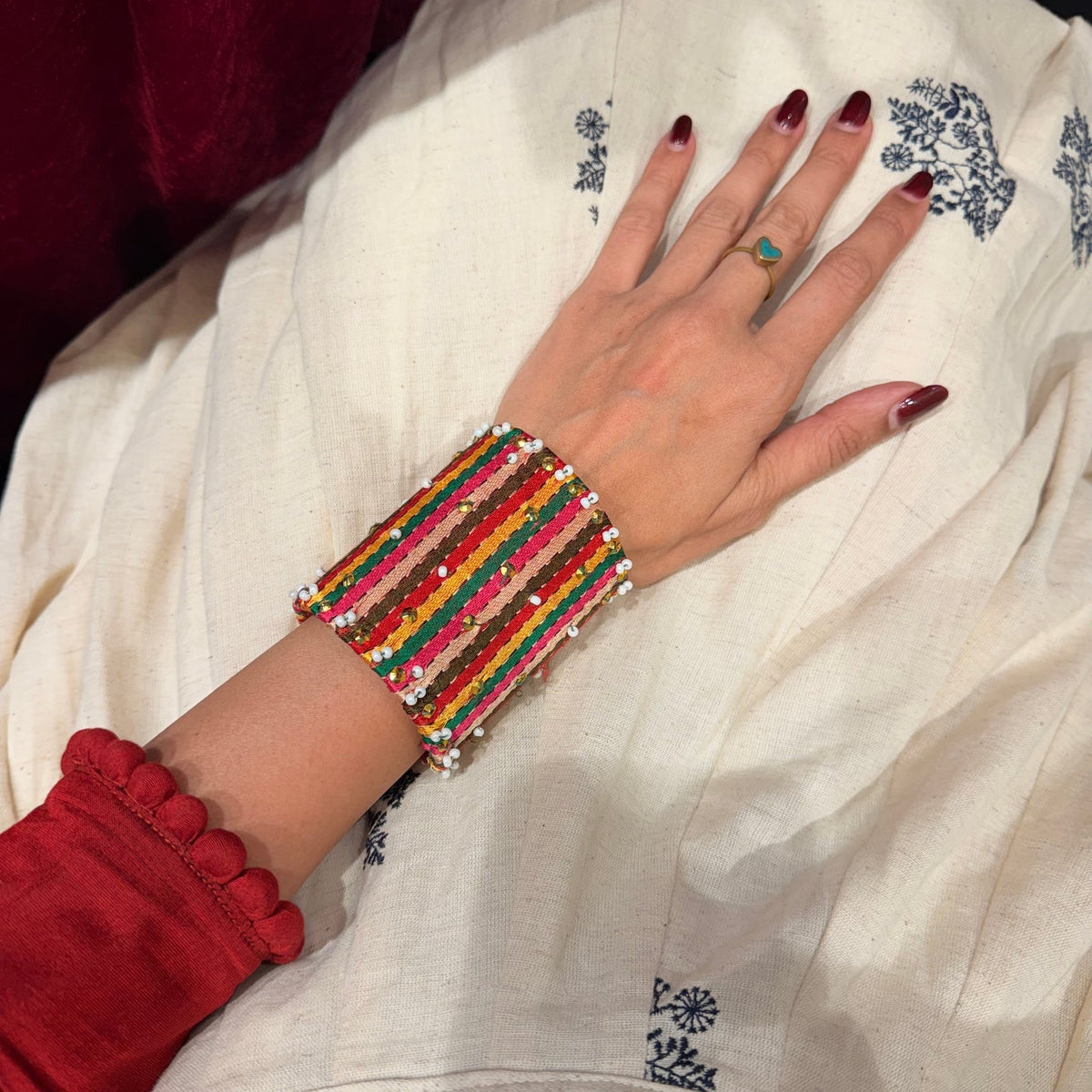 Textile Multi Color Brass Bracelet - Bright - CiceroniBraceletsBy Nirjari