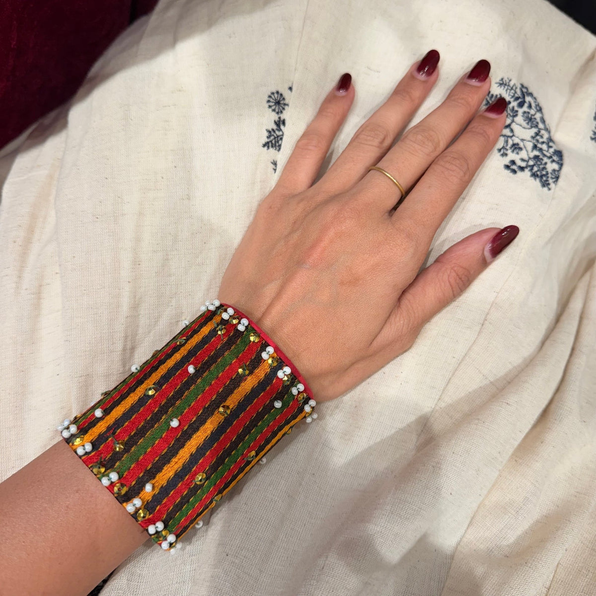 Textile Multi Color Brass Bracelet - Earthy - CiceroniBraceletsBy Nirjari