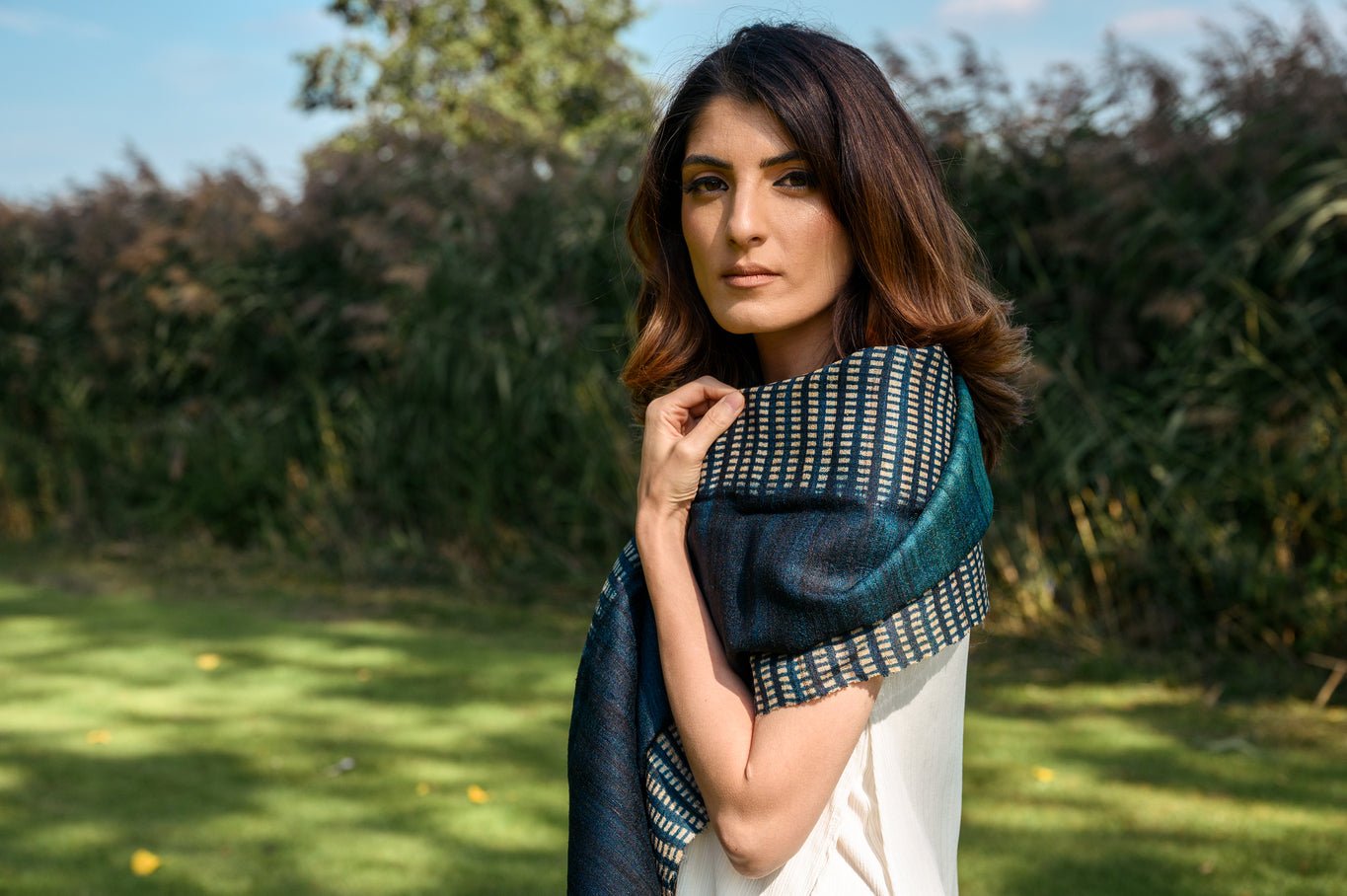 The Gingham Peace Silk Scarf - CiceroniScarfAeshaane