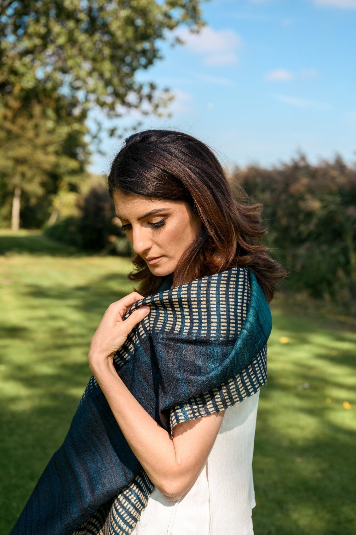 The Gingham Peace Silk Scarf - CiceroniScarfAeshaane