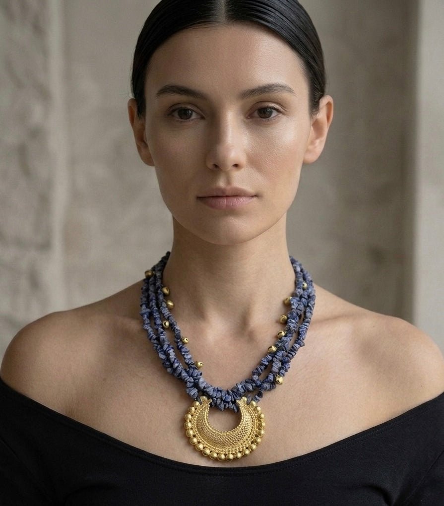 The Indigo Crescent Necklace - CiceroniNecklaceZaza by Somya