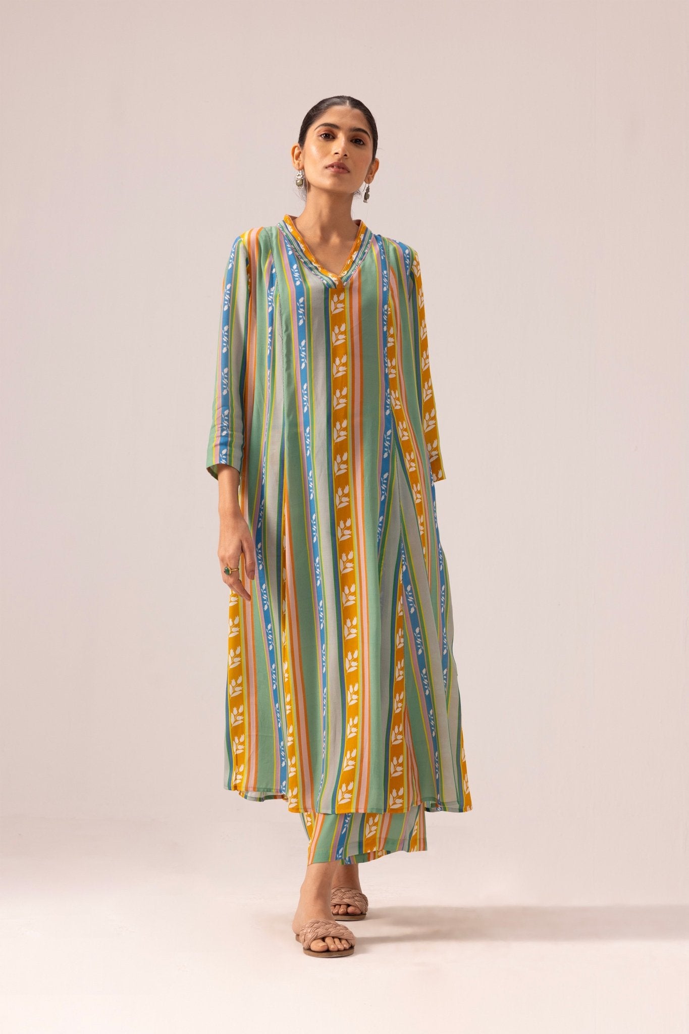 Thea Kurta Pant Set - Blue Striped - CiceroniKurta Set, Everyday WearLabel Shreya Sharma
