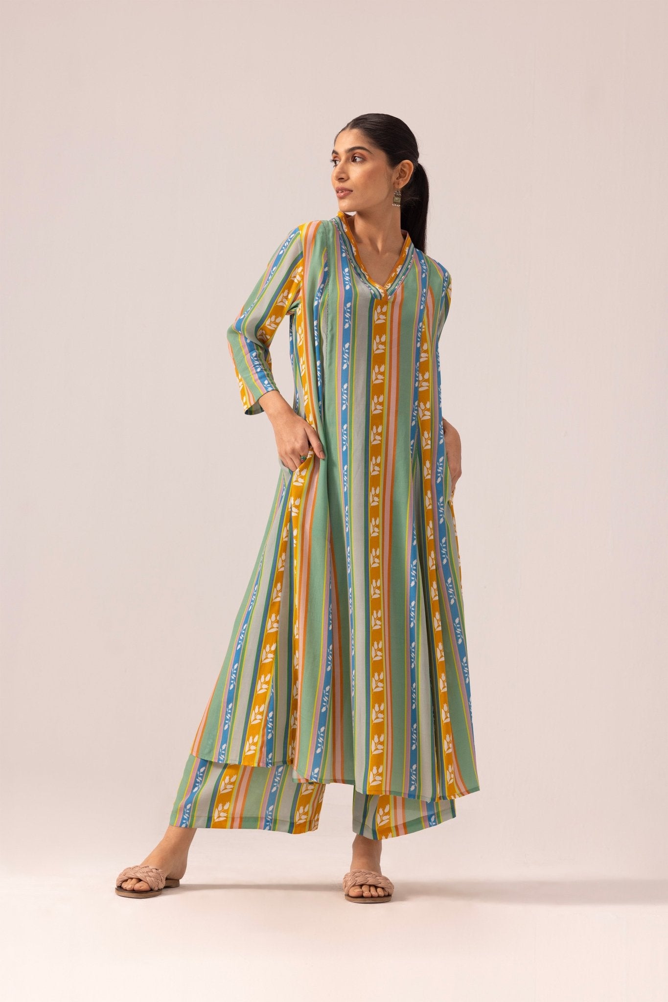 Thea Kurta Pant Set - Blue Striped - CiceroniKurta Set, Everyday WearLabel Shreya Sharma