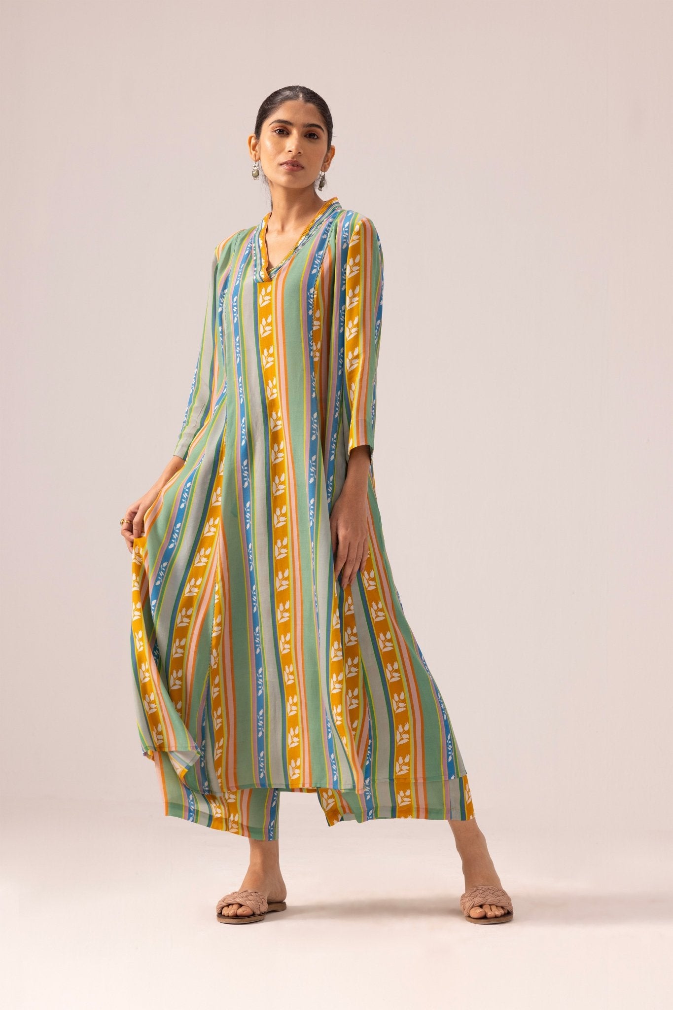 Thea Kurta Pant Set - Blue Striped - CiceroniKurta Set, Everyday WearLabel Shreya Sharma