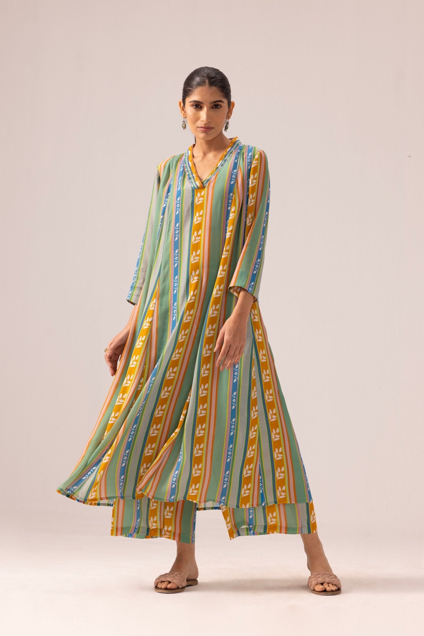 Thea Kurta Pant Set - Blue Striped - CiceroniKurta Set, Everyday WearLabel Shreya Sharma