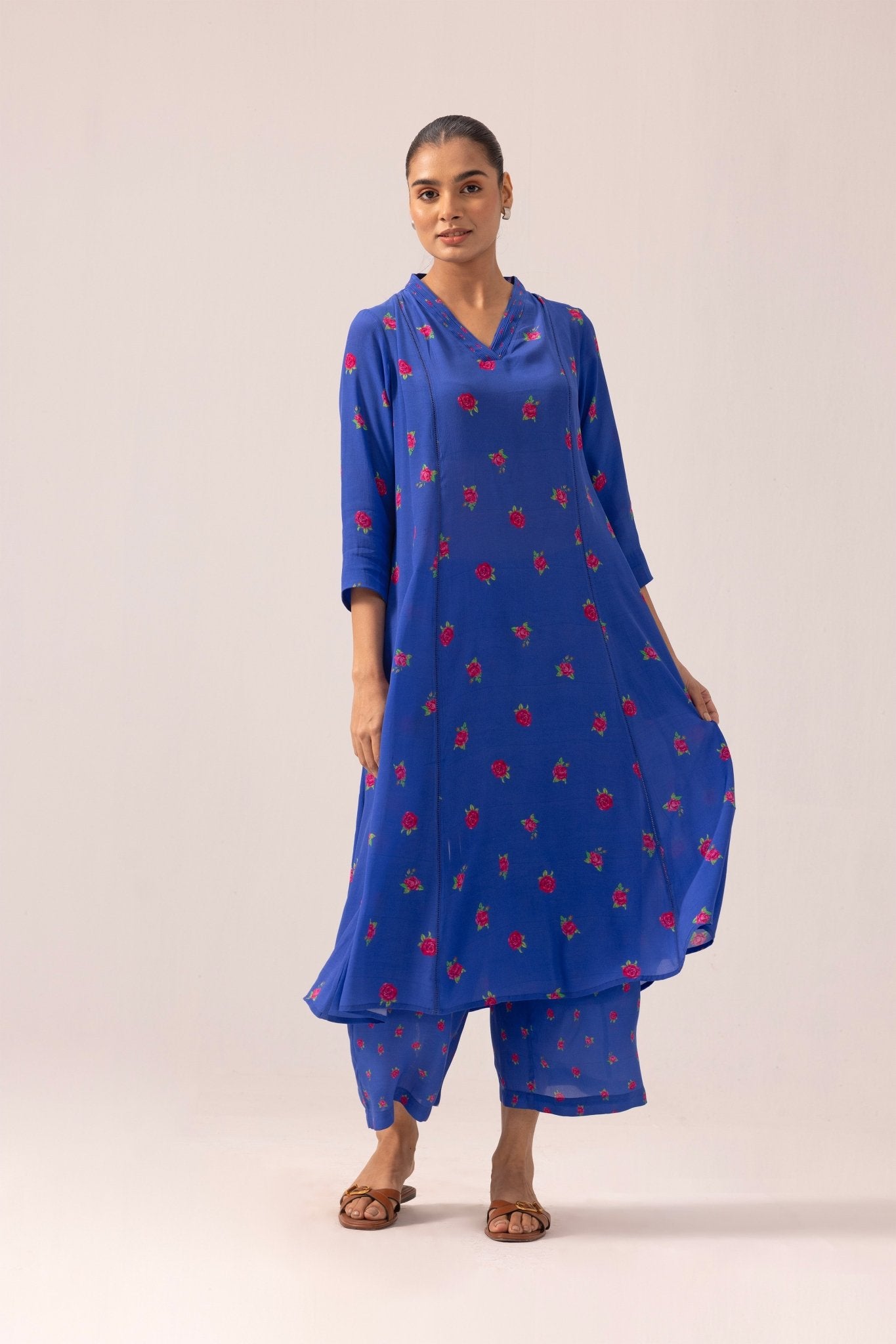 Thea Kurta Pant Set - Blue - CiceroniKurta Set, Everyday WearLabel Shreya Sharma