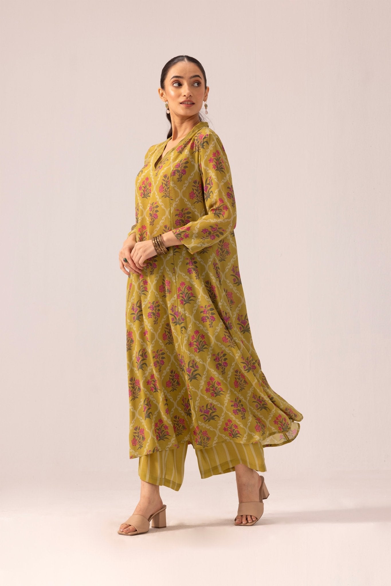 Thea Kurta Pant Set - Olive - CiceroniKurta Set, Everyday WearLabel Shreya Sharma