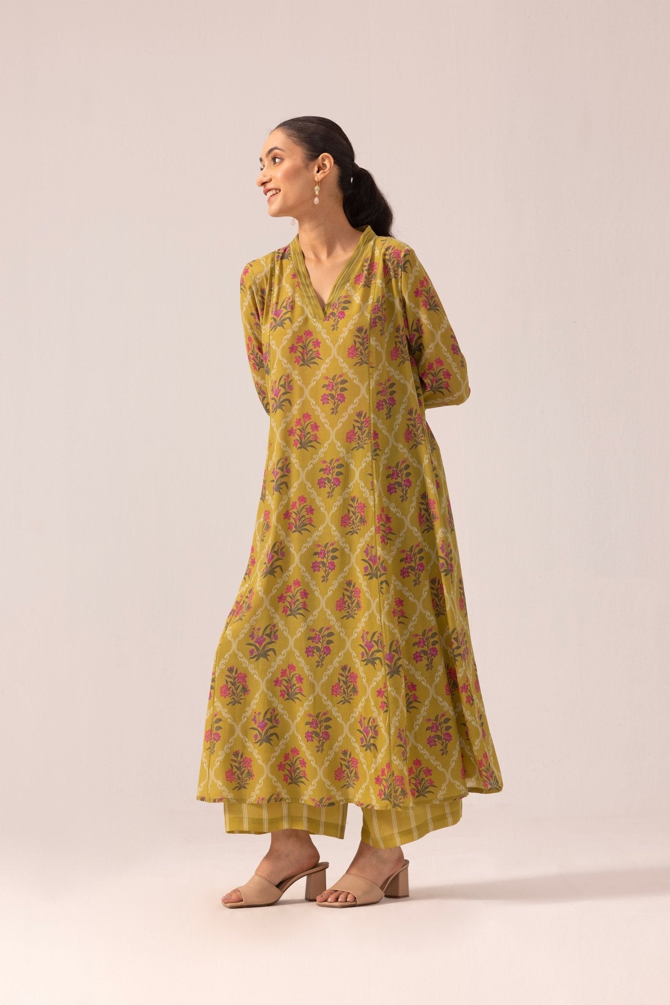 Thea Kurta Pant Set - Olive - CiceroniKurta Set, Everyday WearLabel Shreya Sharma