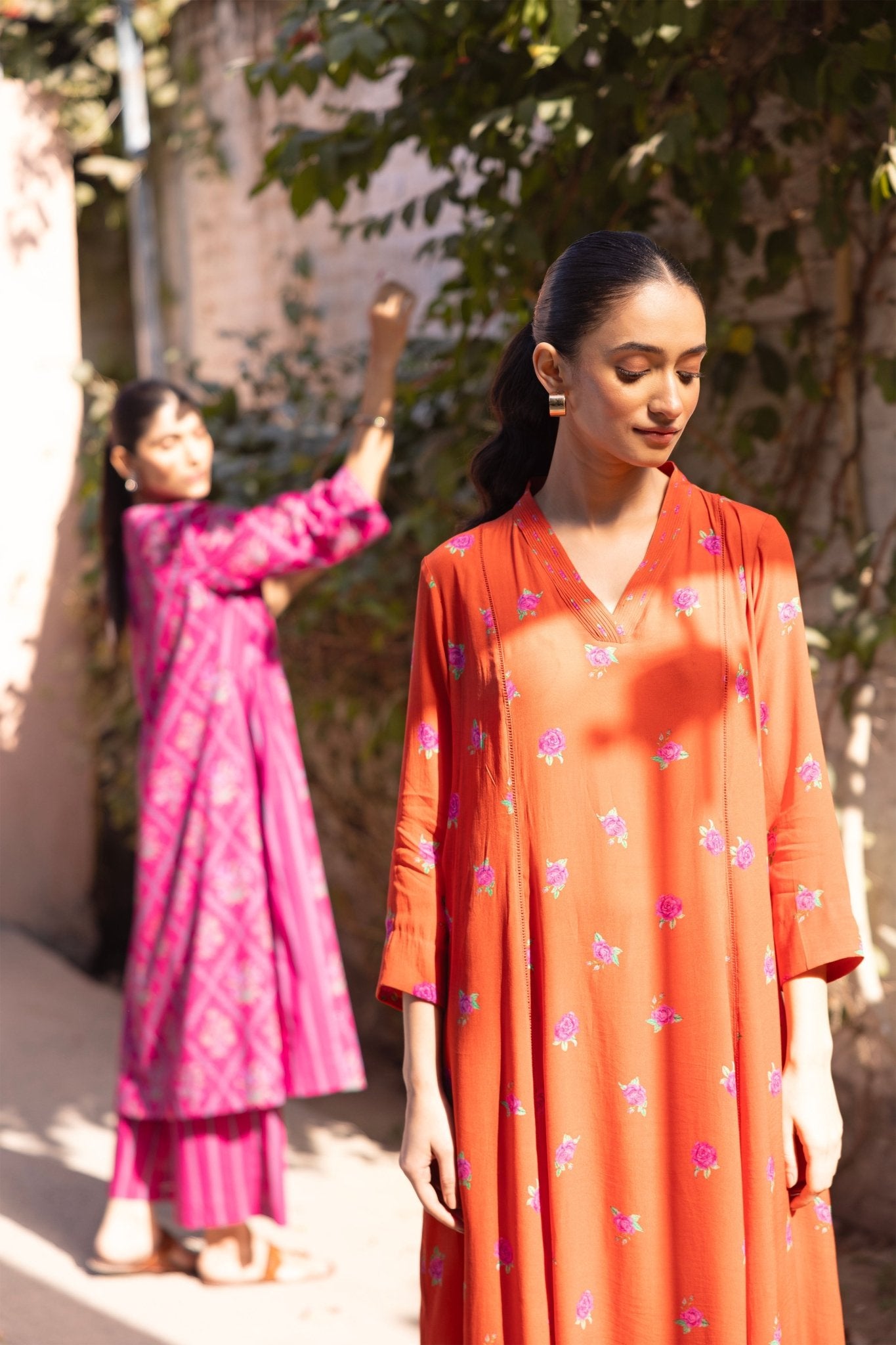 Thea Kurta Pant Set - Orange - CiceroniKurta Set, Everyday WearLabel Shreya Sharma