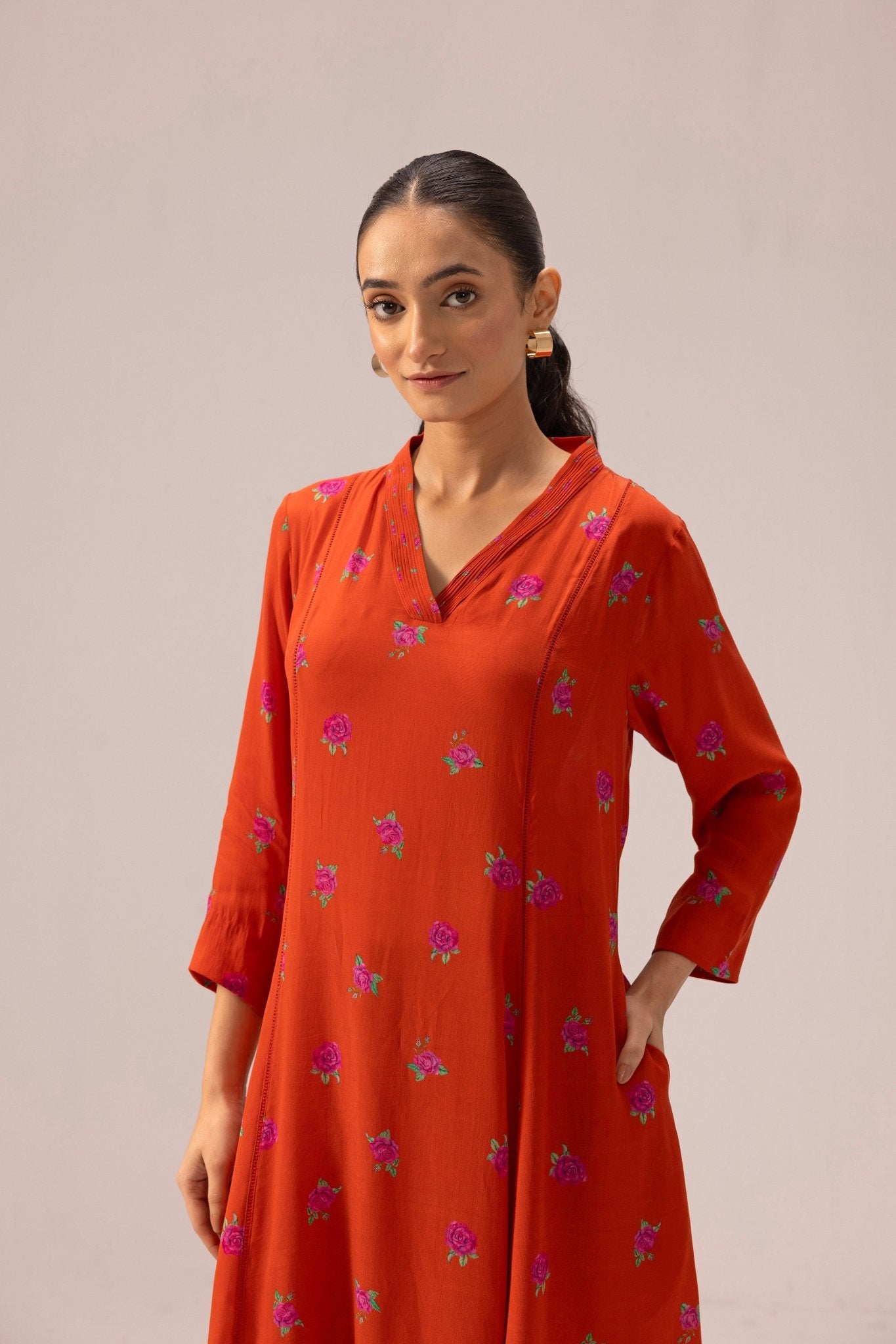 Thea Kurta Pant Set - Orange - CiceroniKurta Set, Everyday WearLabel Shreya Sharma