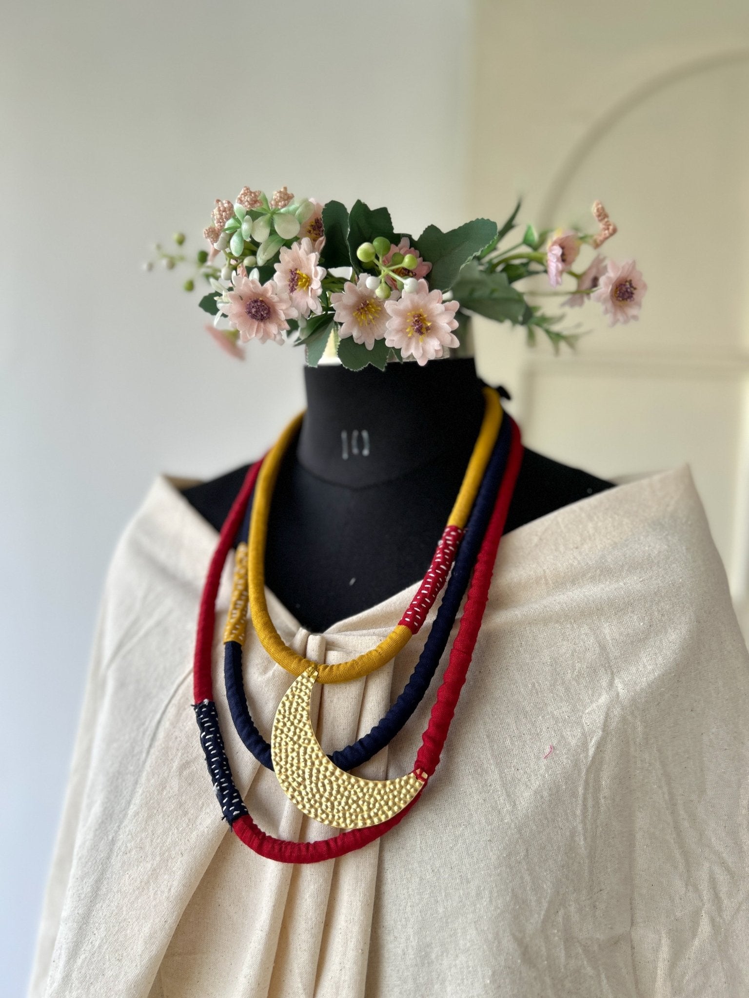 Three Layered Brass Moon Neckpiece - CiceroniNeckpieceBy Nirjari