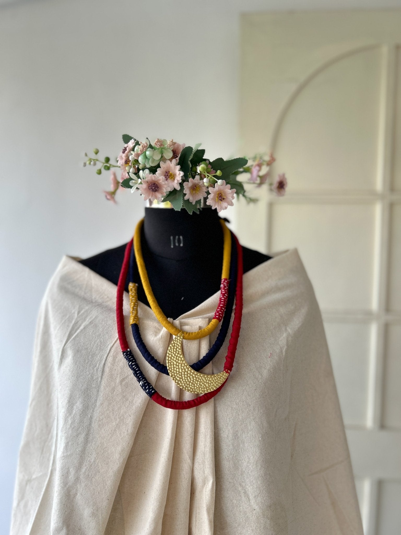 Three Layered Brass Moon Neckpiece - CiceroniNeckpieceBy Nirjari