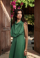 Thyme Co - Linen Cowl Neck Dress - CiceroniDressesSaphed