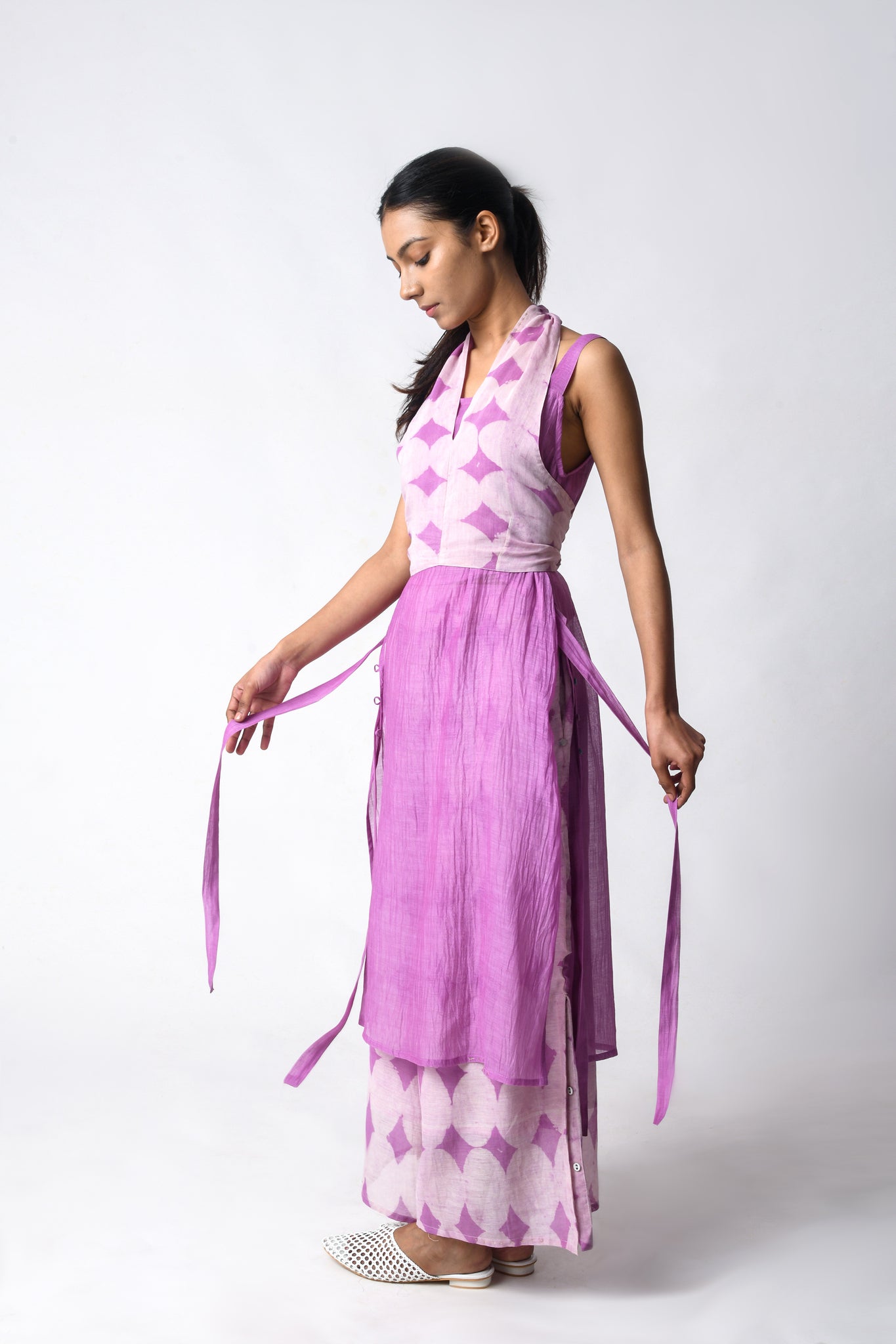 Tie - Wrap Plum Co - ord Set - CiceroniKurta Set, Everyday WearJayati Goenka