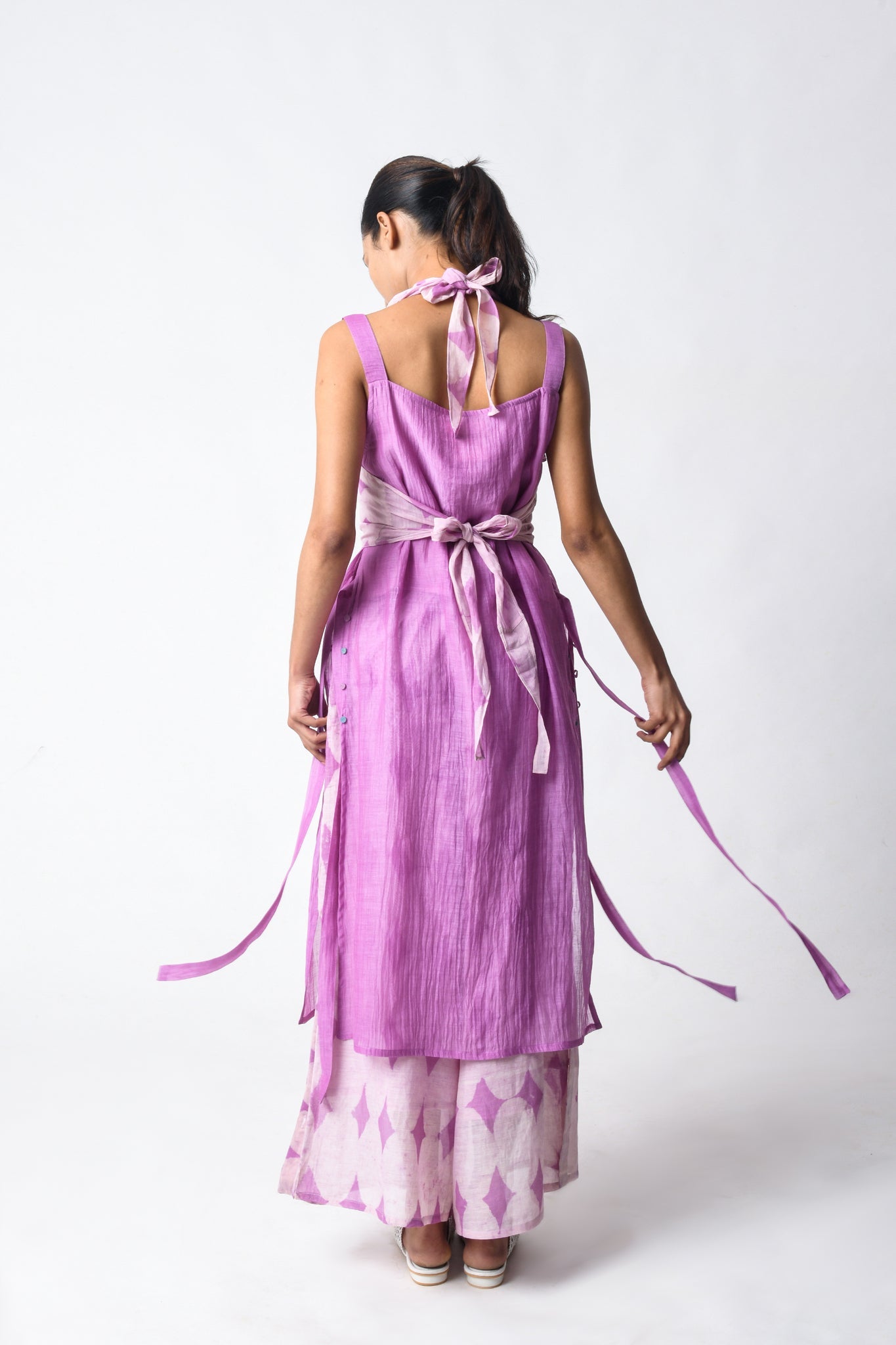 Tie - Wrap Plum Co - ord Set - CiceroniKurta Set, Everyday WearJayati Goenka