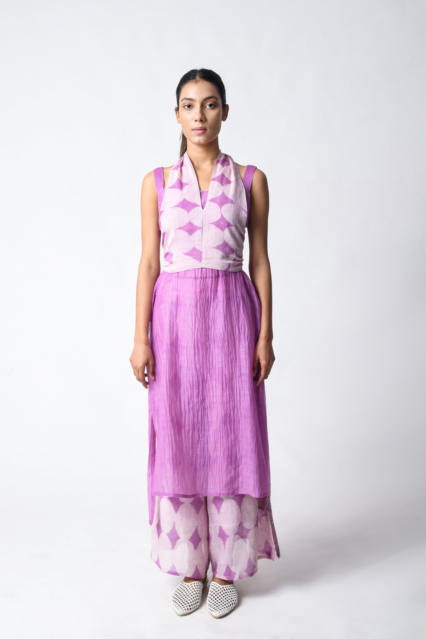 Tie - Wrap Plum Co - ord Set - CiceroniKurta Set, Everyday WearJayati Goenka