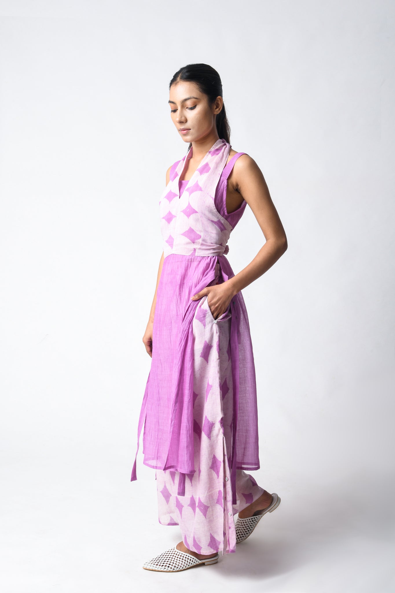 Tie - Wrap Plum Co - ord Set - CiceroniKurta Set, Everyday WearJayati Goenka