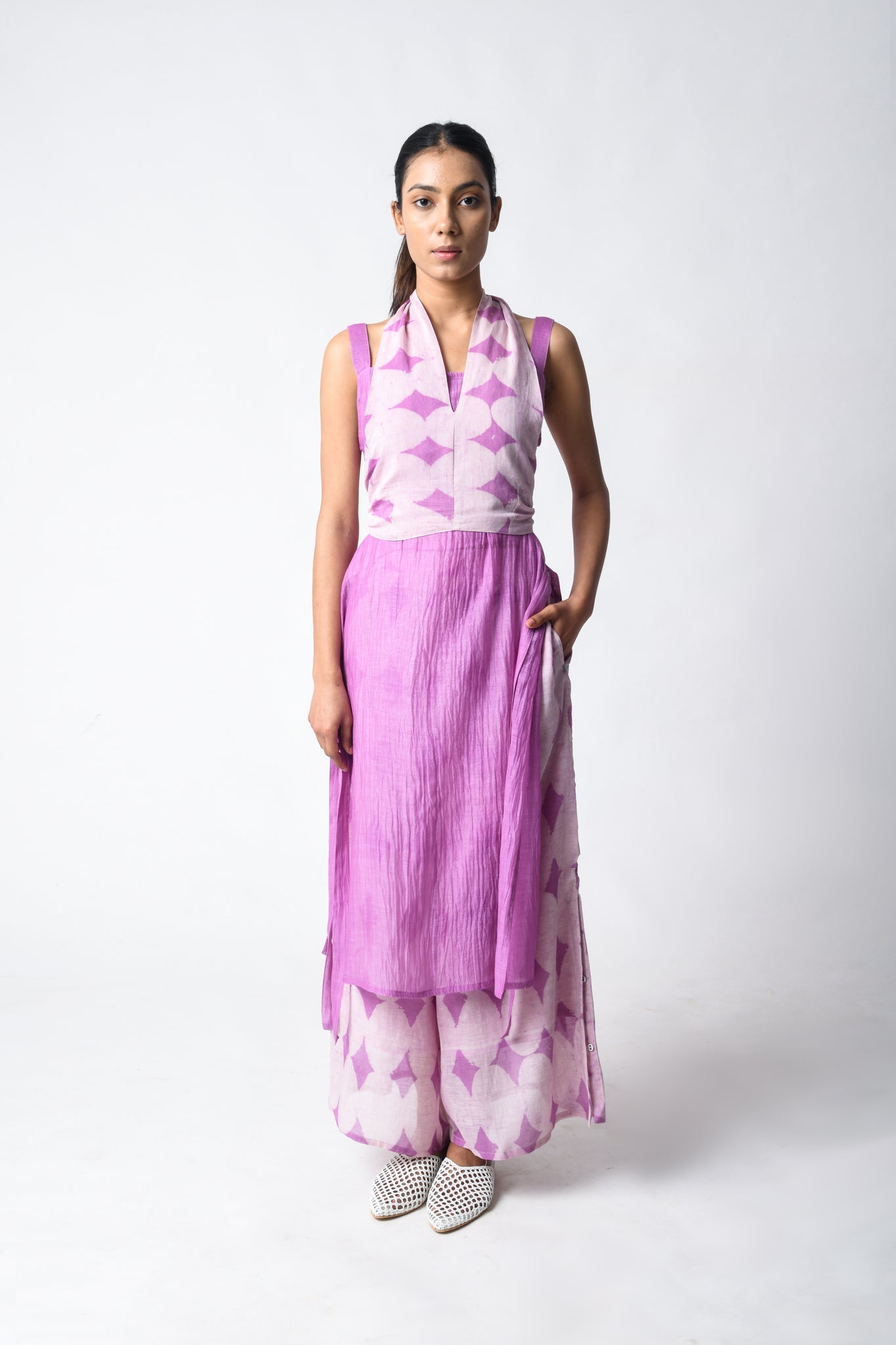 Tie - Wrap Plum Co - ord Set - CiceroniKurta Set, Everyday WearJayati Goenka